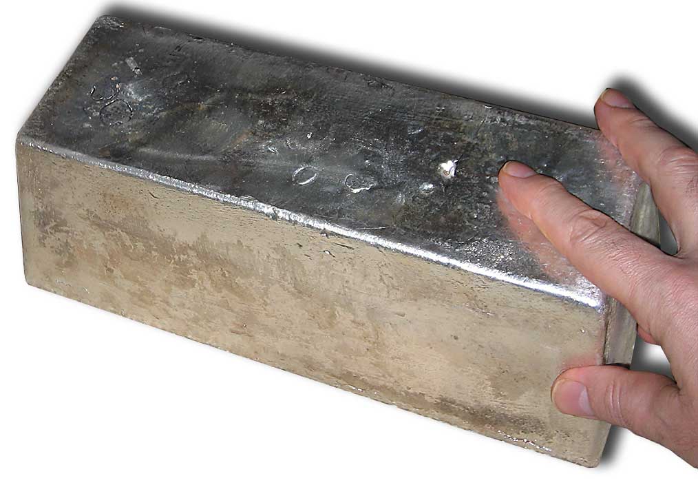 Lingot d'argent brut (doré bar) de 1000 oz